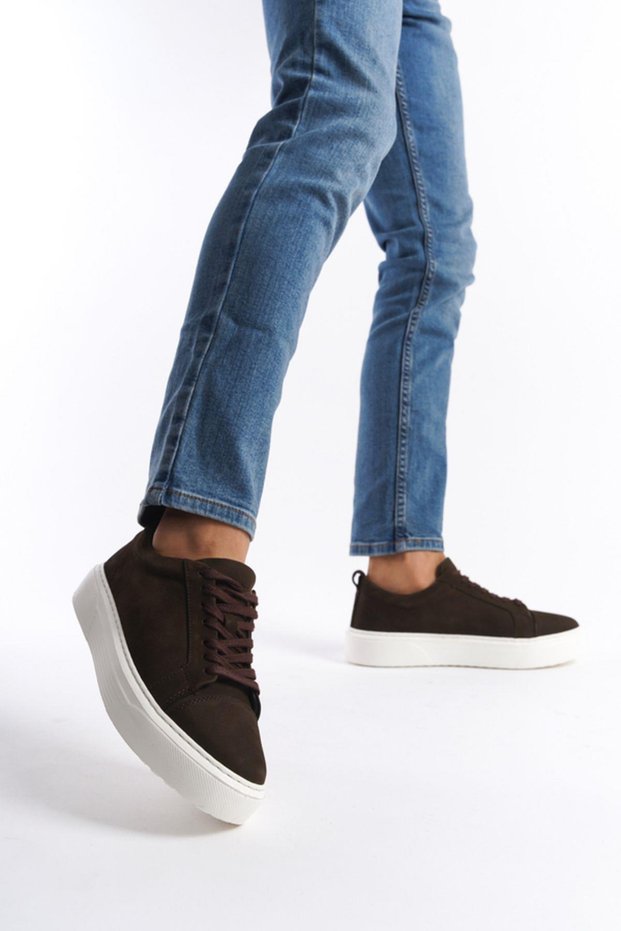 Genuine Leather Mbnbkm3-Kh Men's Nubuck Brown Sneaker & Sports Shoes