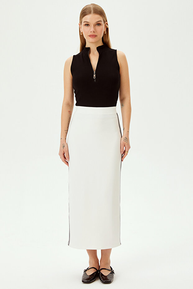 Midi Regular Rahat Kalıp Örme Etek - 2