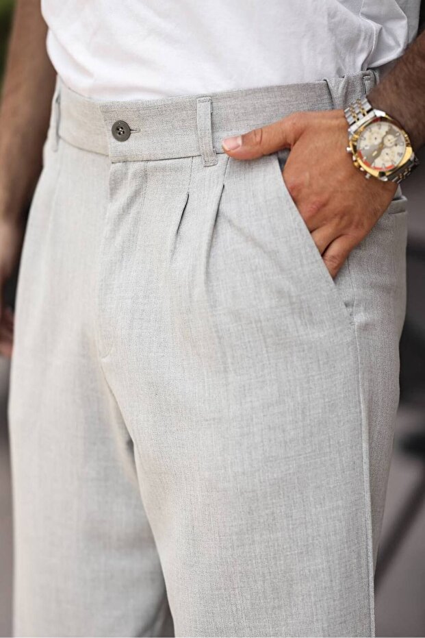 Men's Baggy Pleated Loose Fit Fabric Pants