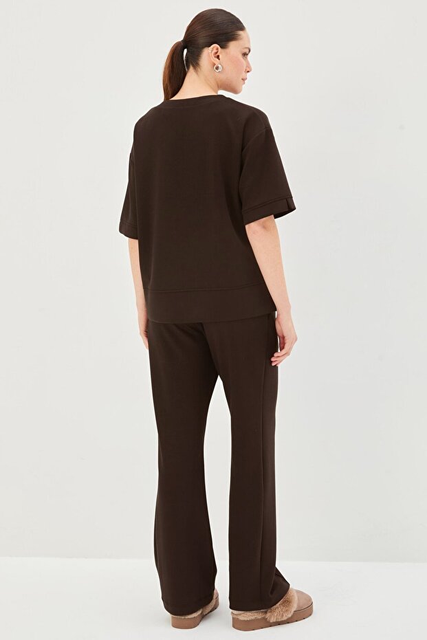 Düz Kesim Oversize Örme Tişört - 3