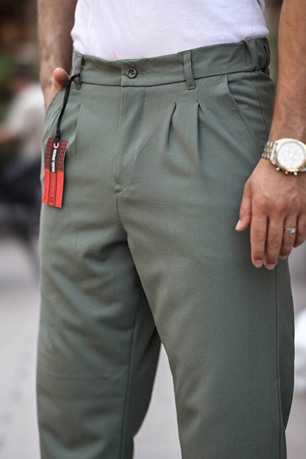 Men's Baggy Pleated Loose Fit Fabric Pants