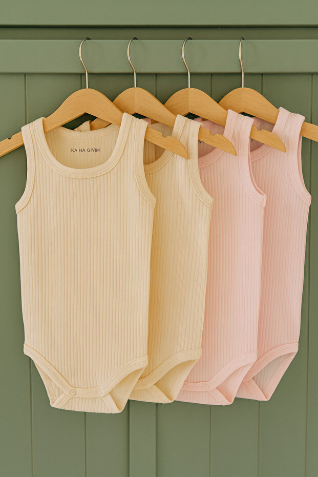 100% Cotton 4-Piece Baby Bodysuit with Snaps / Cotton Baby Undershirt / Baby Bodysuit with Snaps / Organic