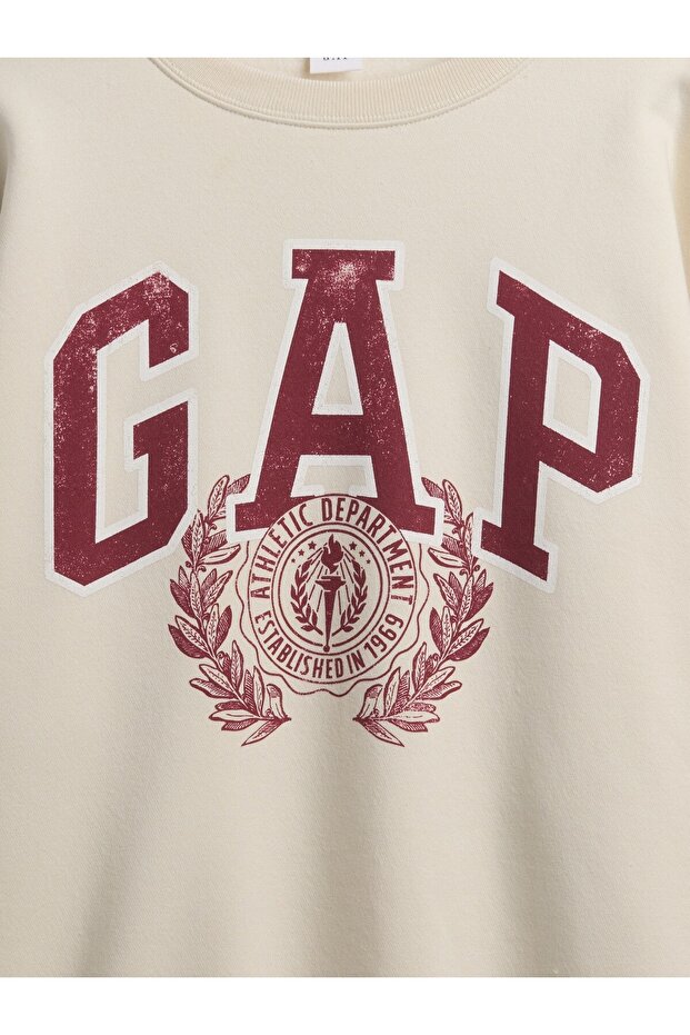 Kadın Krem Oversized Grafik Sweatshirt - 3