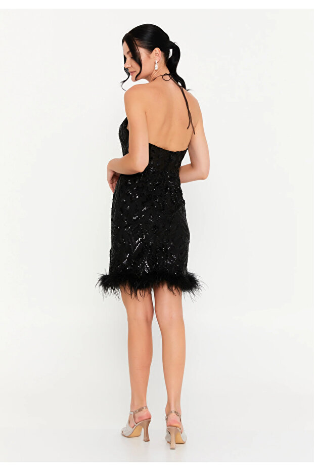 5606PAY KISA PAYETLİ ELBİSE - 4