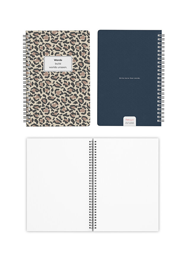 A5 Spiral Notebook Set of 4 – Blank Pages, 120 Sheets, Leopard & Ribbon Themed, School Notebook - 2