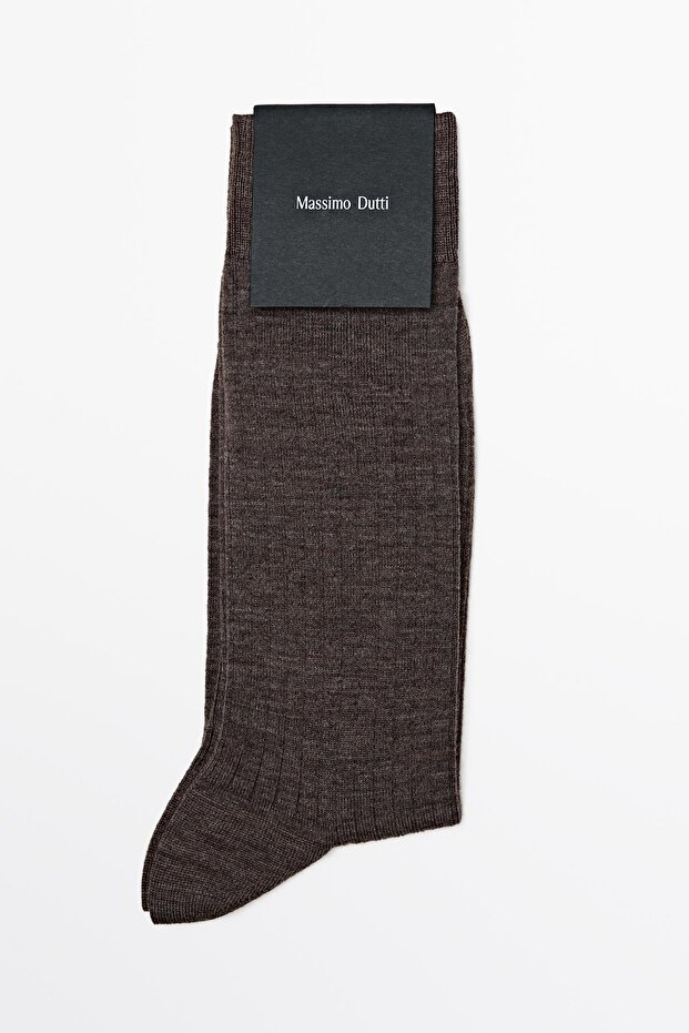 Yün karışımlı nervürlü çoraplar - 1