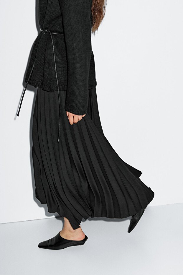 Denim midi skirt with plank detail - 3