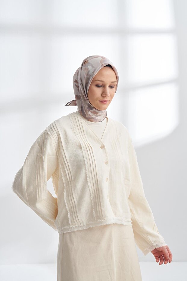 وشاح حريري بنمط قلم تلوين 4305- لون بيج