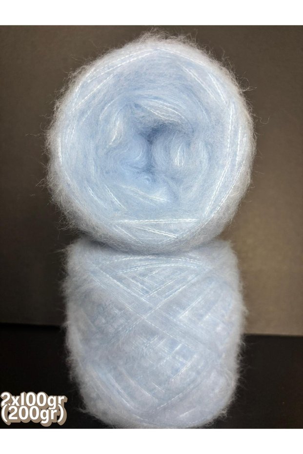 Blue 2-Ply Wound Fine Mohair Knitting Yarn 200g