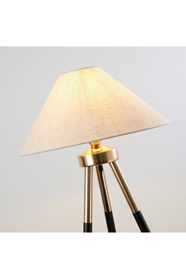 Cosby Siyah-Gold Kaplamalı Tripod Metal 3 Ayaklı Lambader - 5