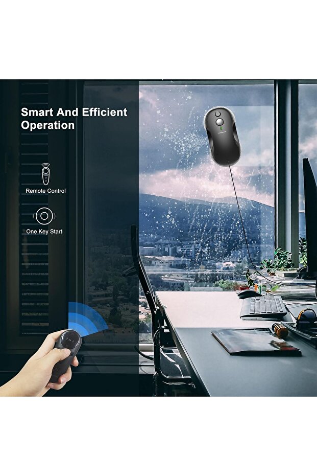 W3 3800PA Smart Window Cleaning Robot, Automatic Spraying Function 80 ml Tank, Smart Black - 5