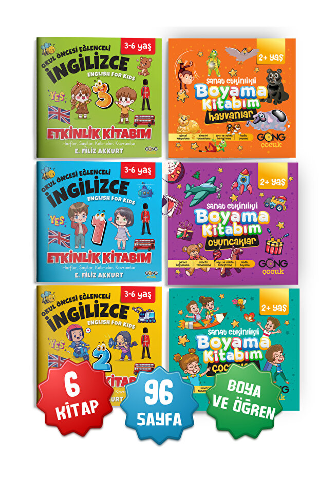 Set of 2 English Language Learning and Art Activity Painting 6-Book Children's Book Set