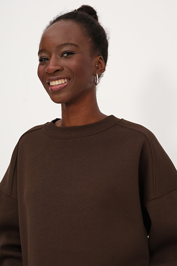 Bisiklet Yaka Şardonlu Basic Sweatshirt S3408-K11 - 4