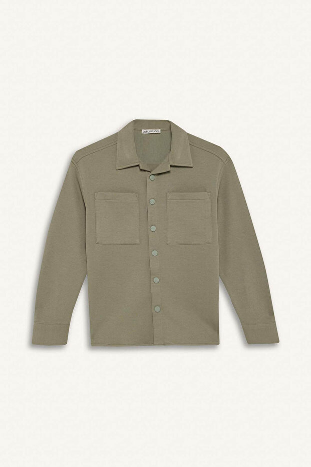 Oversize Polo Collar Long Sleeve Shirt for Boys F3799A825Wn