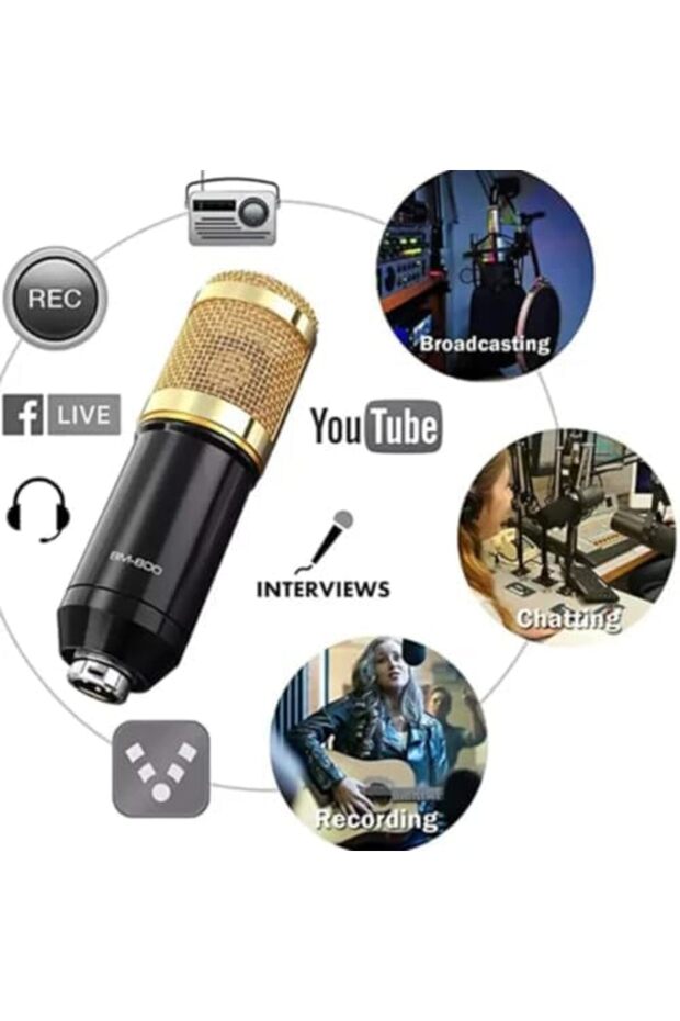 Microphone Bundle with V8 Sound Card for Live Streaming, Podcasting, Studio Recording - BM-800 Mic K - 3