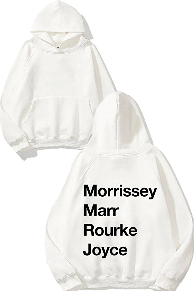 The Smiths 8 Design Back Printed White Hooded Sweatshirt