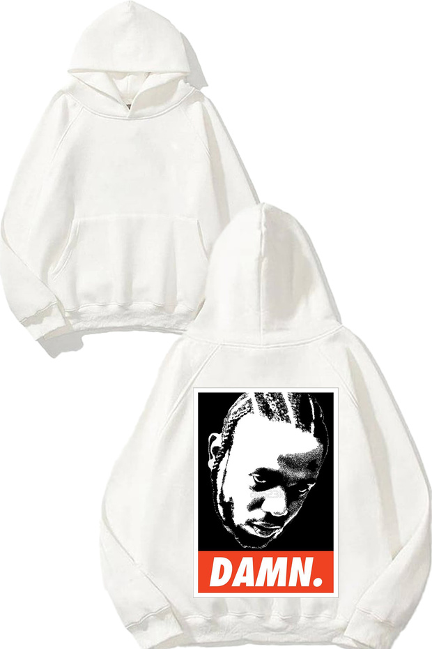 Kendrick Lamar 8 Design Back Printed White Hooded Sweatshirt
