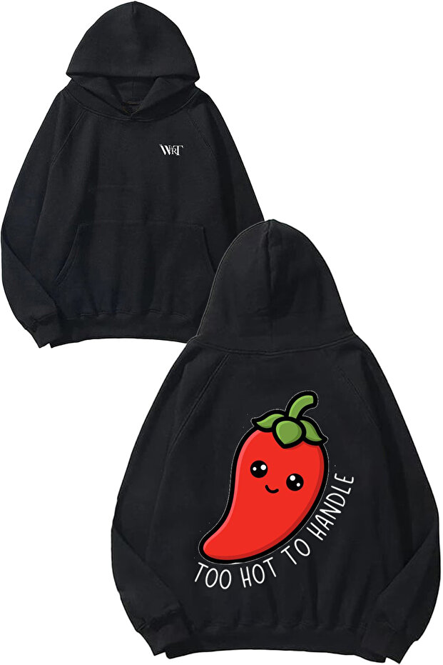 Chilli 3 Design Back Printed Black Hooded Sweatshirt