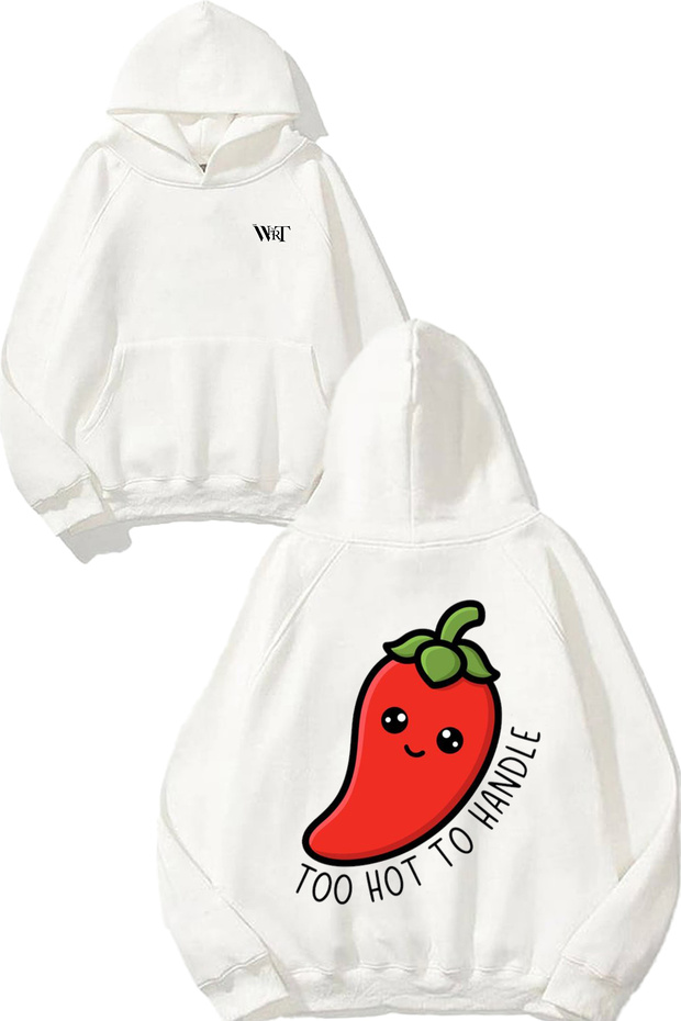 سويت شيرت أبيض بقلنسوة مطبوع عليه تصميم Chilli 3 على الظهر