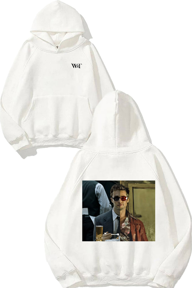 Fight Club 12 Design Back Printed White Hooded Sweatshirt