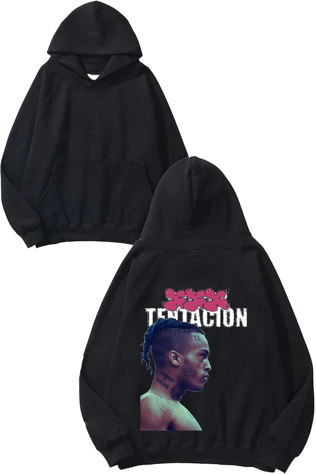 Xxxtentacion 3 Design Back Printed Black Hooded Sweatshirt
