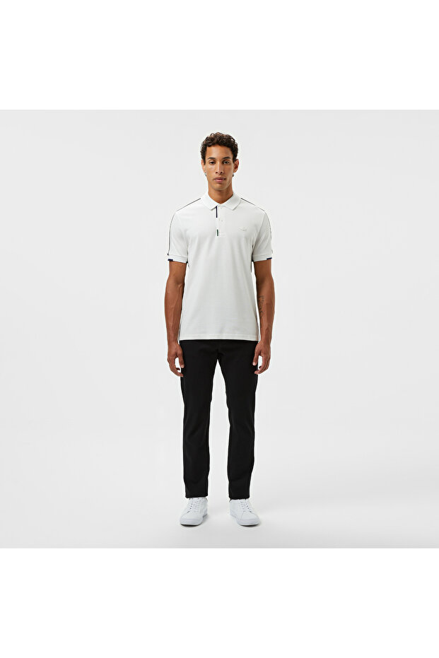 Erkek Regular Fit Renk Bloklu Beyaz Polo - 4