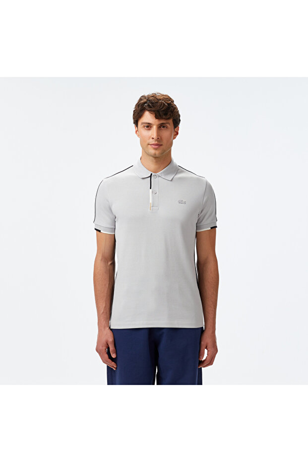 Erkek Regular Fit Renk Bloklu Gri Polo - 1