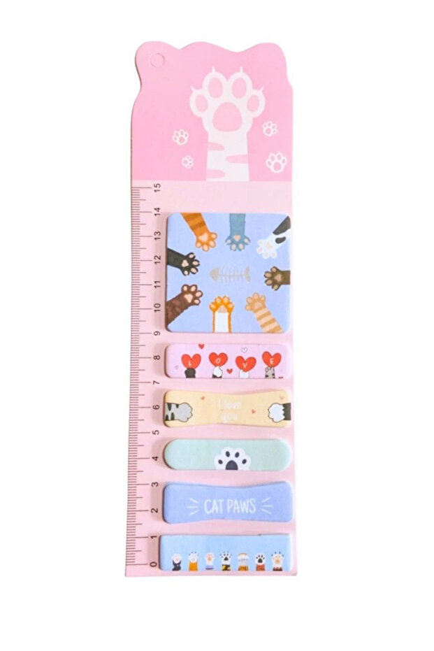 Kedi Pati Tasarımlı Yapışkanlı Not Kağıdı – Sevimli Sticky Note Ayraç (TEKLİ) - 4