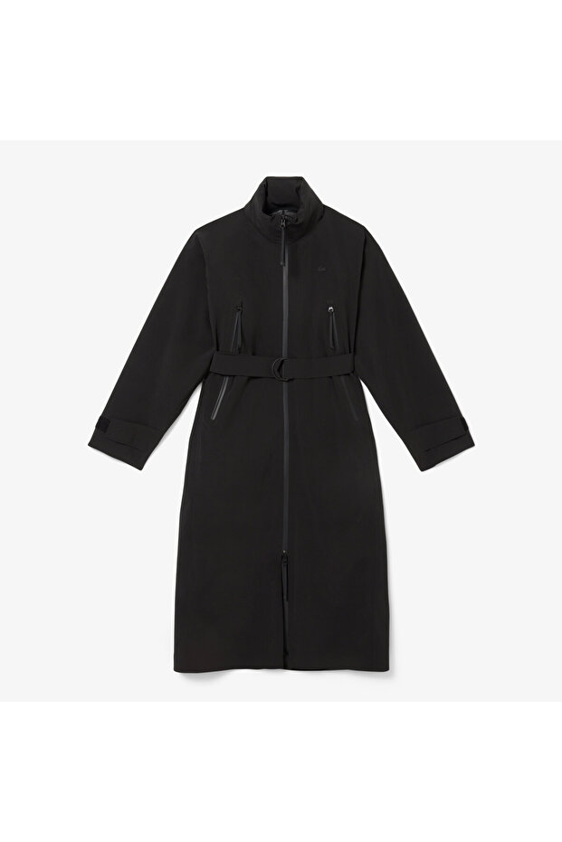 Kadın Oversize Fit Kapüşonlu Siyah Trençkot - 5