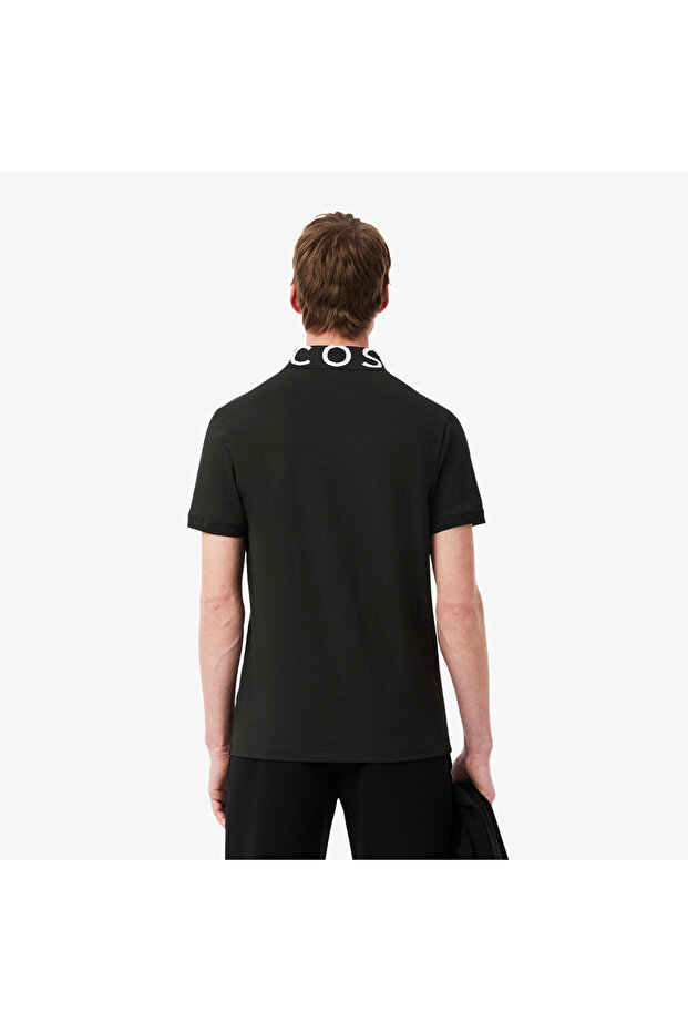 Erkek Slim Fit Baskılı Siyah Polo - 3