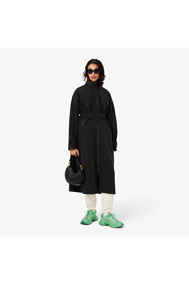 Kadın Oversize Fit Kapüşonlu Siyah Trençkot - 6