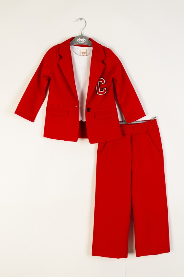 Girl's Wide-Leg 3-Piece Jacket, Pants and T-Shirt Set