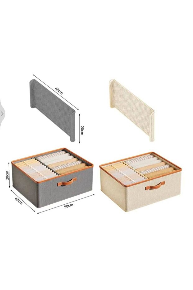 Bej Katlanabilir Giysi Çekmecesi Saklama Kutusu Hurç 1 adet - 1