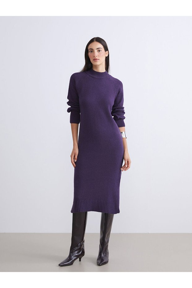I Half Fisherman Roba Collar Slit Knit Dress from Freezen Store