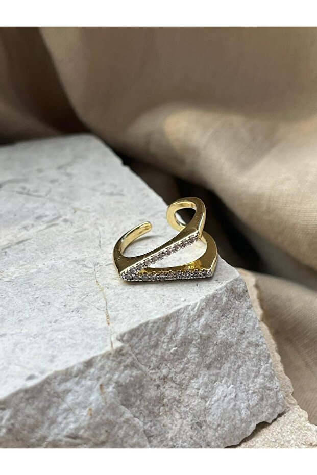 Ring V Pattern with Stone - 2