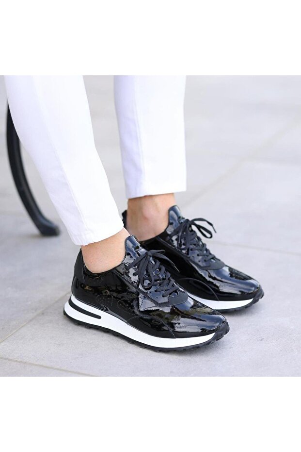- Black Patent Leather Lace-Up Men's Casual Shoes 101-9067-H1255