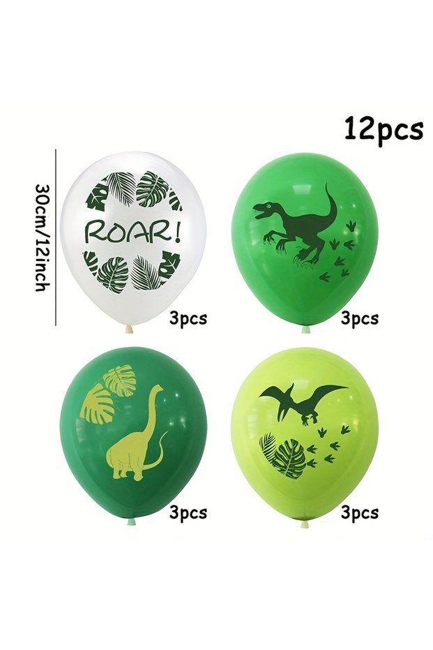 12INCH 12pcs 12pcs/set 12inch Dino Birthday Balloons Dinosaur Jungle Wild Animal Party ROAR Latex Ba