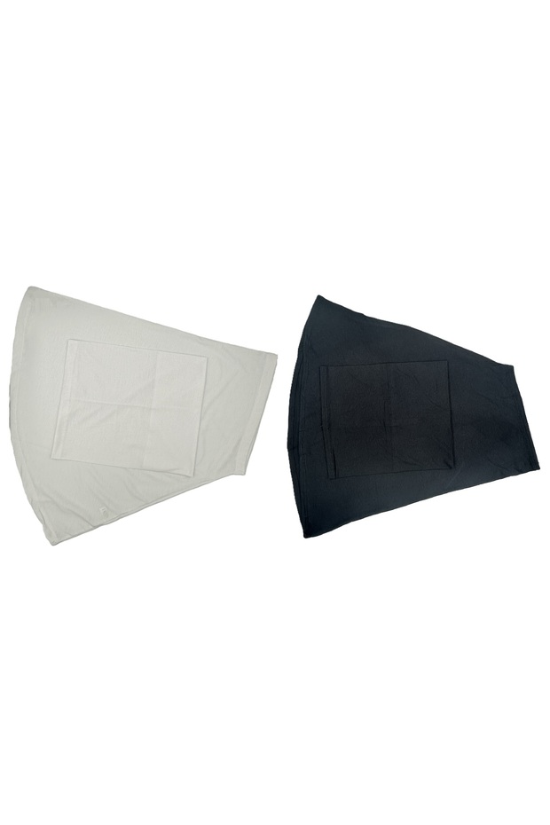 Two Piece Hijab with Tube Cap, Easy to Wear, No Pins Required- Black & White Set