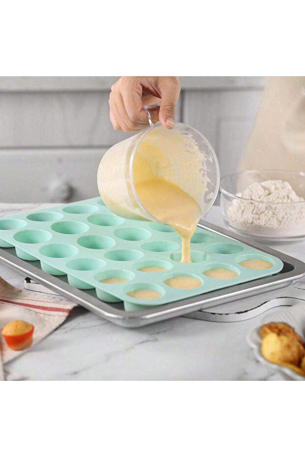 blue 1pc-Cookie mold, cake mold, ice cream candy silicone mold, cake tray 24 cups - non stick cake f