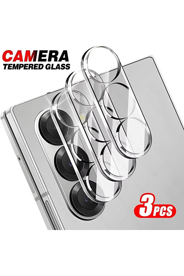 For Samsung Z Fold7 3Pieces 3Pcs Clear Crystal 3D Curved Tempered Glass Camera Lens Protector for Z