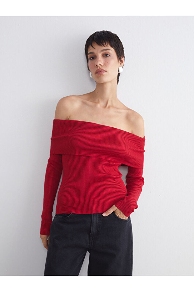 Esvab • Modern & Distinctive Wide Collar Women's Knitwear Sweater