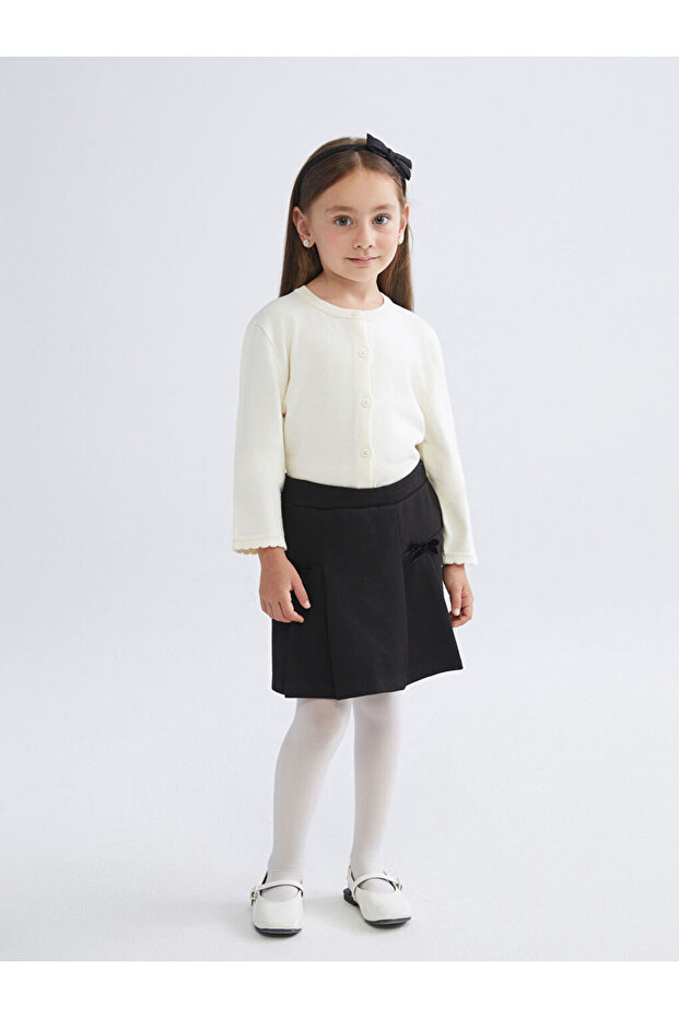 Siyah Beli Lastikli Basic Kız Çocuk Şort Etek - 1