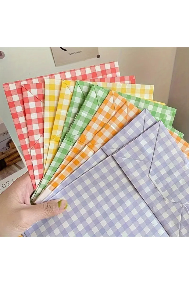 23x15cm Other 5 Colours 10pcs 10pcs/pack Korean Style Simple Colorful Plaid Paper Bag Gift Bag Packa
