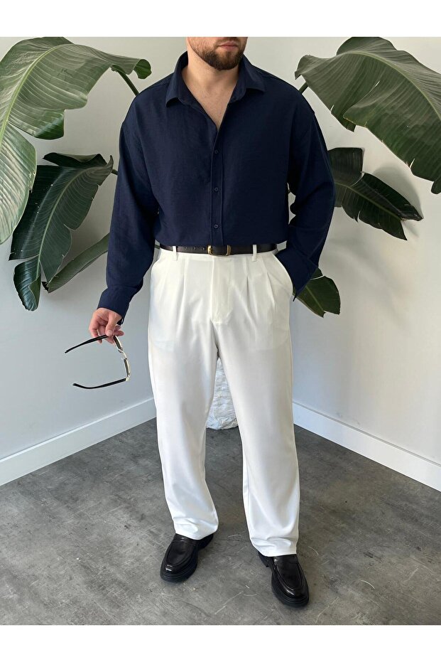 Keten Oversize Gömlek - 3