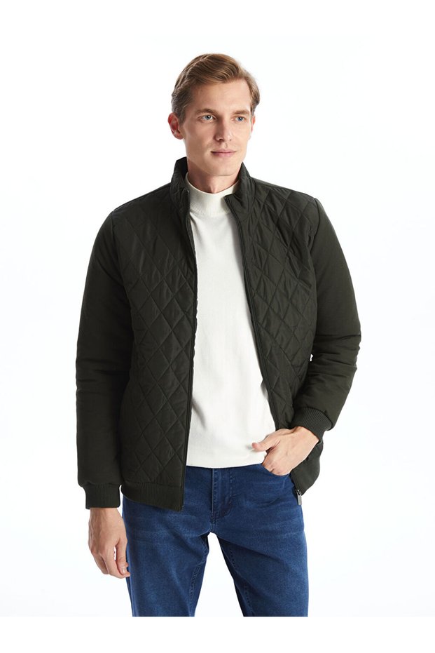 Amazing Deals from Rmz Clothing Khaki Standard Fit Di Mock Neck Men's Knitwear Coat