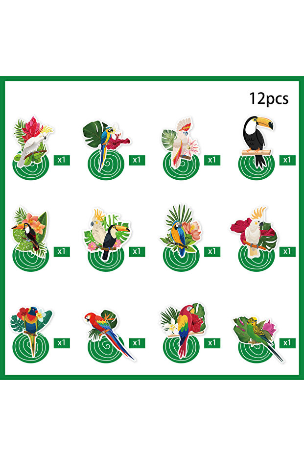 style A 12pcs Tropical Hawaiian Party Hanging Swirls Streamers Parrot Palm Leaves Hanging Ceiling Sp