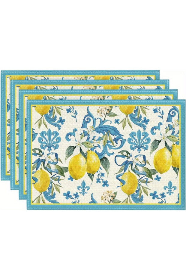 30x40cm 4pc Placemats 1 4pcs Blue Lemon Iris Summer Placemats 11.8 in x 15.7 in Seasonal Table Mats