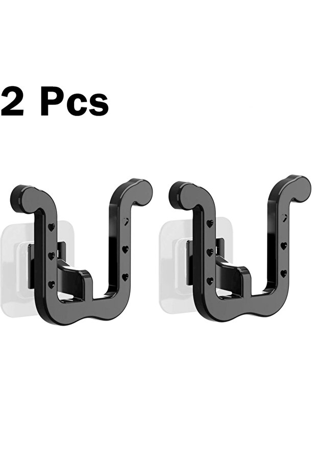 2pcs-Black 2Pcs Slipper Hooks Bathroom Wall Mounted Punch-Free Slipper Racks Self-Adhesive Storage R
