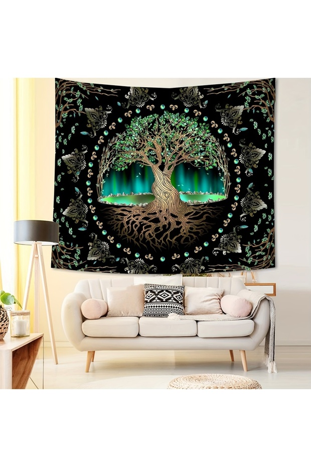 Pattern 2 1Pcs 75x58cm Tree of Life Tapestry BlackLight Sun Moon Stars Colorful Hippie Psychedelic