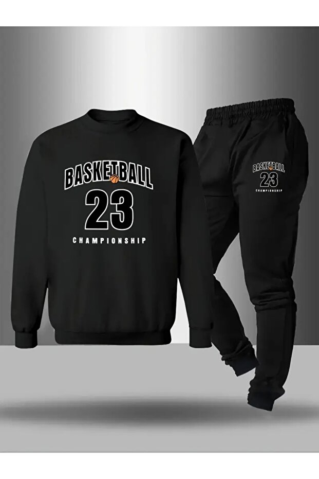 Children's Printed Crew Neck Sweatshirt and Sweatpants Set 3 Thread Raster for Autumn/Winter